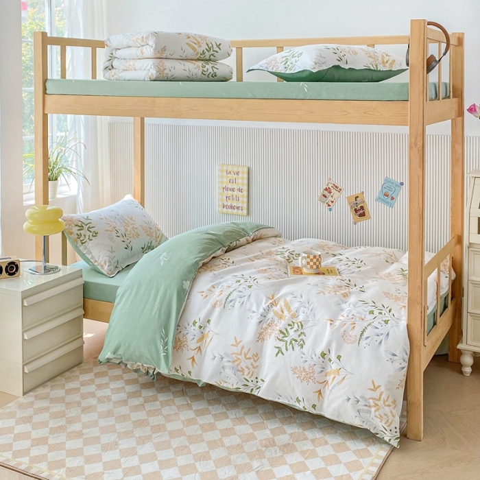 91家纺网 家纺一手货源 找家纺 棉造 13372纯棉学生宿舍上下床套件全棉三件套六件套 似水流年-MZ