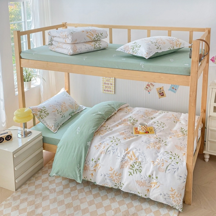 91家纺网 家纺一手货源 找家纺 棉造 13372纯棉学生宿舍上下床套件全棉三件套六件套 似水流年-MZ