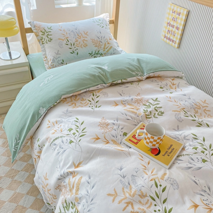 91家纺网 家纺一手货源 找家纺 棉造 13372纯棉学生宿舍上下床套件全棉三件套六件套 似水流年-MZ