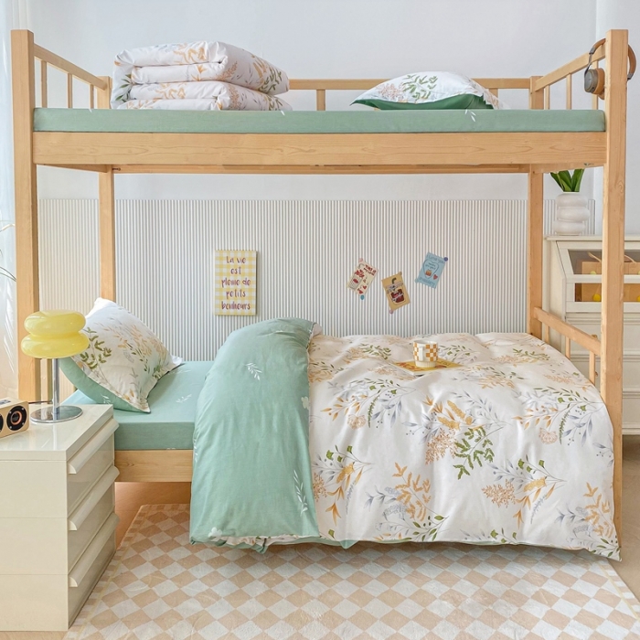 91家纺网 家纺一手货源 找家纺 棉造 13372纯棉学生宿舍上下床套件全棉三件套六件套 似水流年-MZ