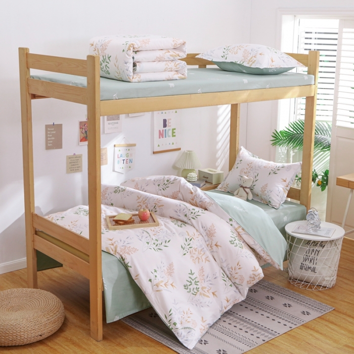 91家纺网 家纺一手货源 找家纺 棉造 13372纯棉学生宿舍上下床套件全棉三件套六件套 似水流年-MZ