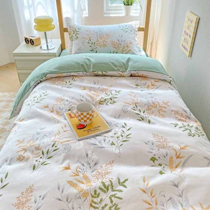 91家纺网 家纺一手货源 找家纺 棉造 13372纯棉学生宿舍上下床套件全棉三件套六件套 似水流年-MZ