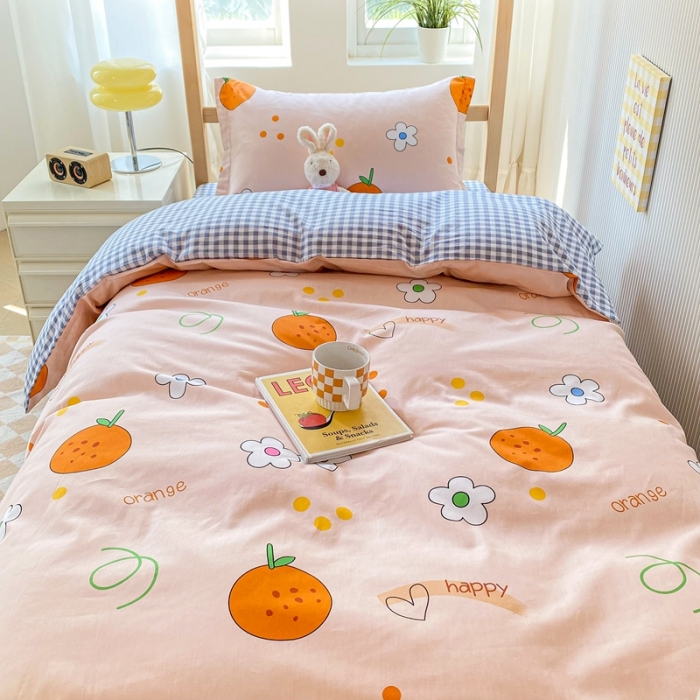 91家纺网 家纺一手货源 找家纺 棉造 13372纯棉学生宿舍上下床套件全棉三件套六件套 甜桔-MZ