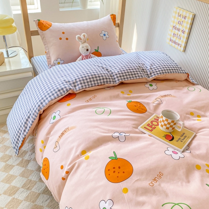 91家纺网 家纺一手货源 找家纺 棉造 13372纯棉学生宿舍上下床套件全棉三件套六件套 甜桔-MZ