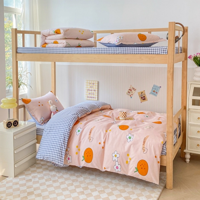 91家纺网 家纺一手货源 找家纺 棉造 13372纯棉学生宿舍上下床套件全棉三件套六件套 甜桔-MZ