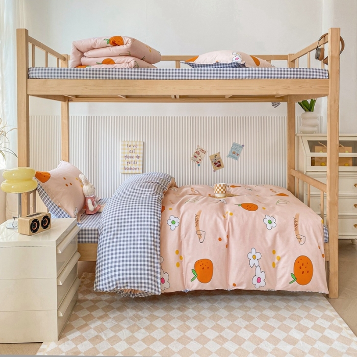 91家纺网 家纺一手货源 找家纺 棉造 13372纯棉学生宿舍上下床套件全棉三件套六件套 甜桔-MZ