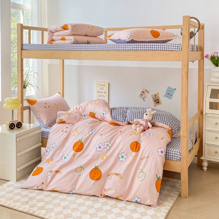 91家纺网 家纺一手货源 找家纺 棉造 13372纯棉学生宿舍上下床套件全棉三件套六件套 甜桔-MZ