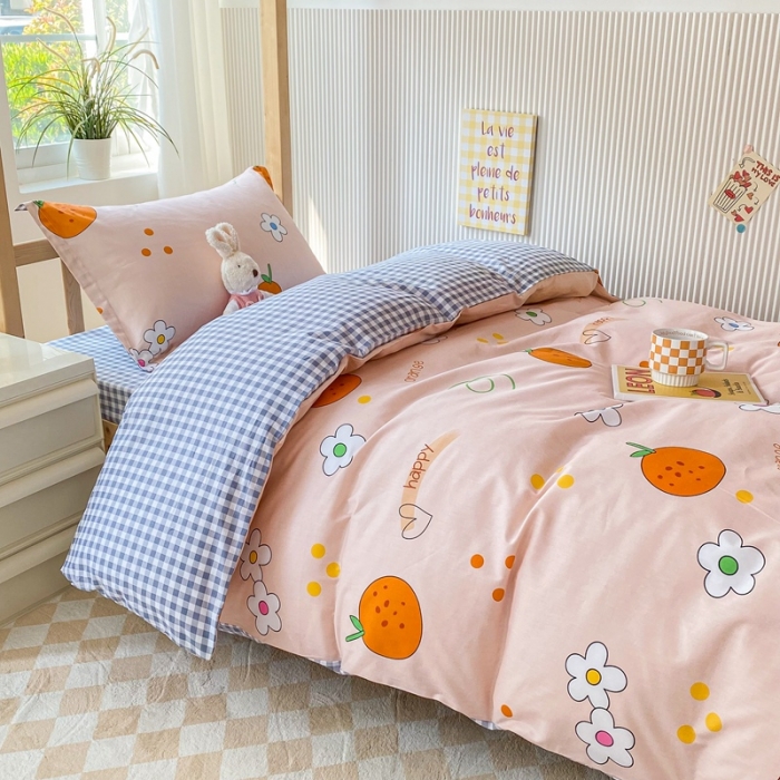 91家纺网 家纺一手货源 找家纺 棉造 13372纯棉学生宿舍上下床套件全棉三件套六件套 甜桔-MZ