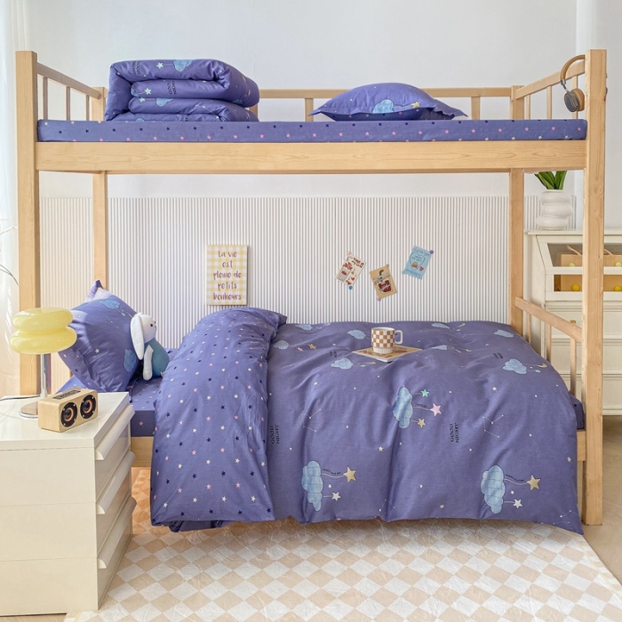 91家纺网 家纺一手货源 找家纺 棉造 13372纯棉学生宿舍上下床套件全棉三件套六件套 云梦-MZ