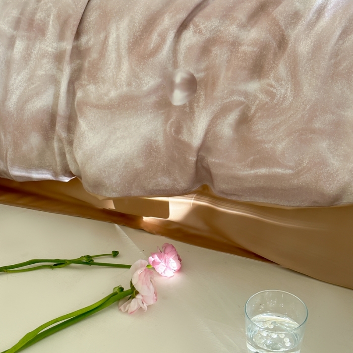 91家纺网 家纺一手货源 找家纺 赫帛 2023新款60S兰精天丝四件套 珍珠奶咖色