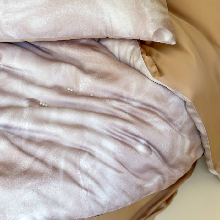 91家纺网 家纺一手货源 找家纺 赫帛 2023新款60S兰精天丝四件套 珍珠奶咖色