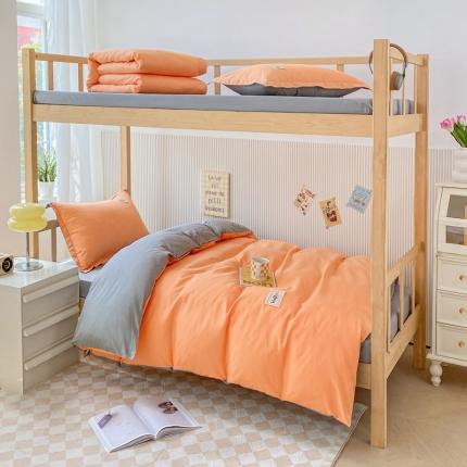 91家纺网 家纺一手货源 找家纺 天之爱2025纯棉三件套全棉13372三件套学生上下铺六件套橙灰-TZ