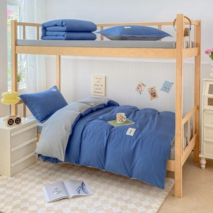 91家纺网 家纺一手货源 找家纺 天之爱2025纯棉三件套全棉13372三件套学生上下铺六件套牛仔蓝TZ