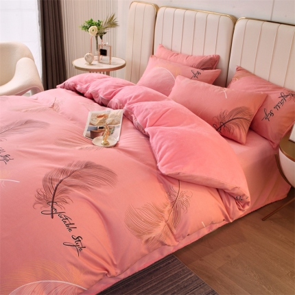 91家纺网 家纺一手货源 找家纺 凯儿家纺时尚法莱绒三件四件套牛奶雕花水晶绒