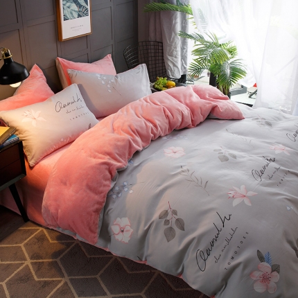 91家纺网 家纺一手货源 找家纺 凯儿家纺时尚法莱绒三件四件套牛奶雕花水晶绒