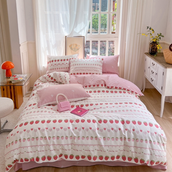 91家纺网 家纺一手货源 找家纺 时年 2023新款全棉优选系列 风格一 草莓冰