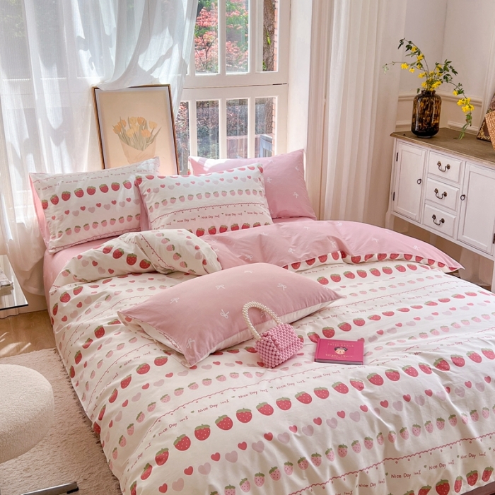 91家纺网 家纺一手货源 找家纺 时年 2023新款全棉优选系列 风格一 草莓冰