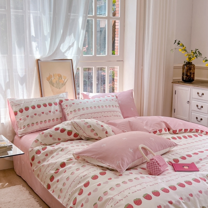 91家纺网 家纺一手货源 找家纺 时年 2023新款全棉优选系列 风格一 草莓冰