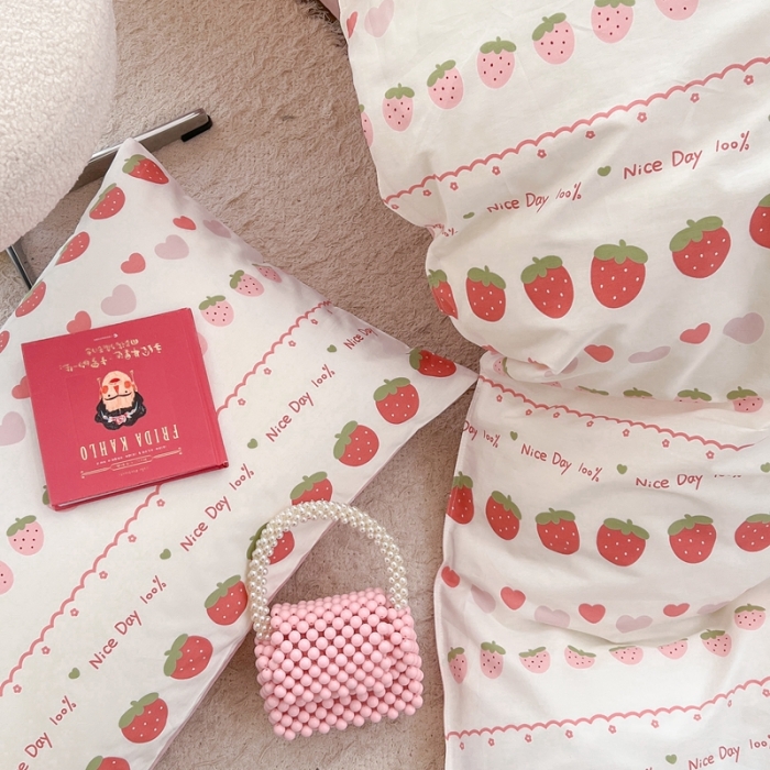 91家纺网 家纺一手货源 找家纺 时年 2023新款全棉优选系列 风格一 草莓冰