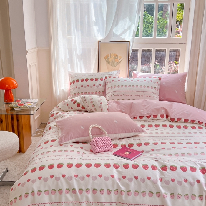 91家纺网 家纺一手货源 找家纺 时年 2023新款全棉优选系列 风格一 草莓冰