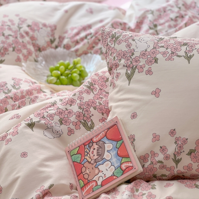 91家纺网 家纺一手货源 找家纺 时年 2023新款全棉优选系列 风格一 花园兔兔