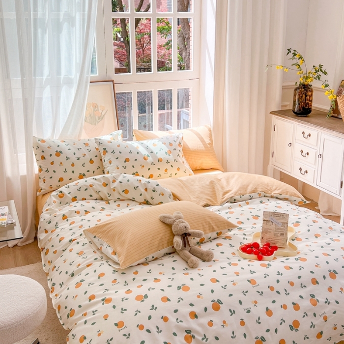 91家纺网 家纺一手货源 找家纺 时年 2023新款全棉优选系列 风格一 桔子酱