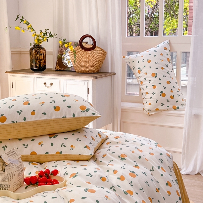 91家纺网 家纺一手货源 找家纺 时年 2023新款全棉优选系列 风格一 桔子酱