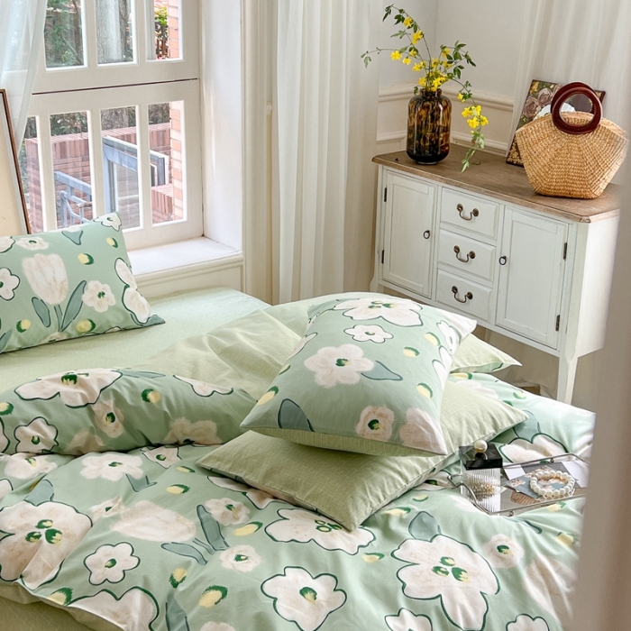 91家纺网 家纺一手货源 找家纺 时年 2023新款全棉优选系列 风格一 绿光森林