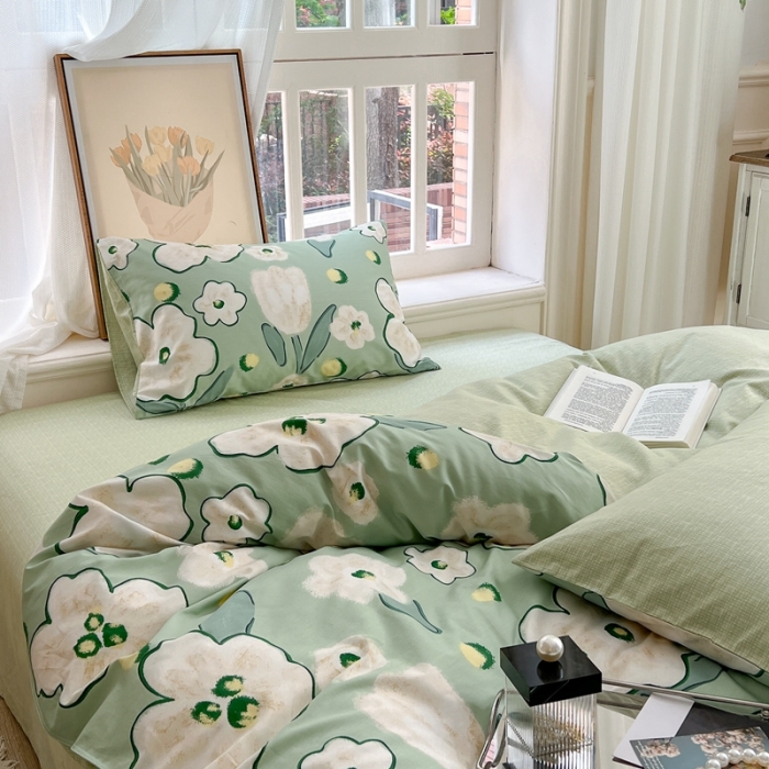 91家纺网 家纺一手货源 找家纺 时年 2023新款全棉优选系列 风格一 绿光森林