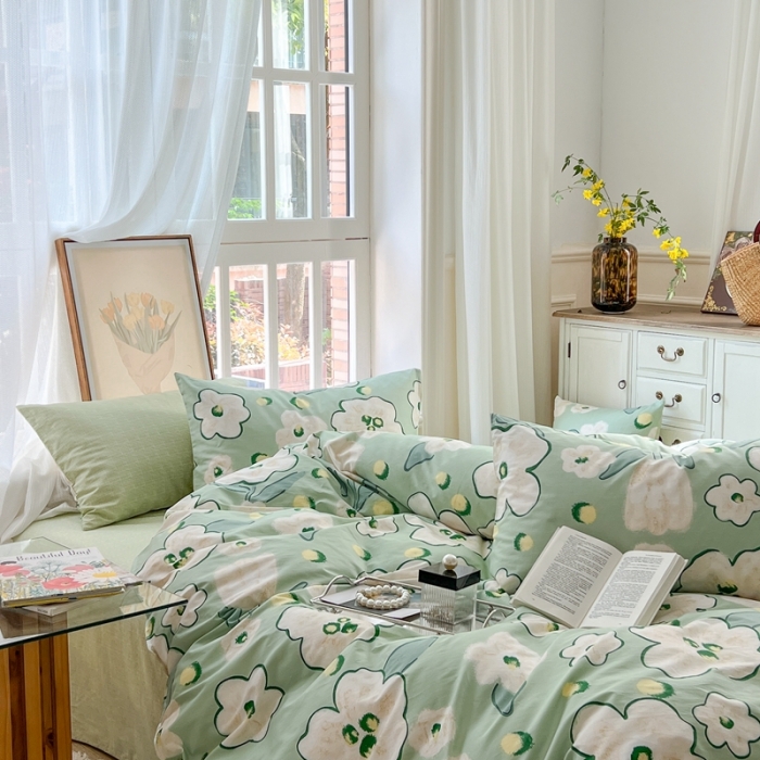 91家纺网 家纺一手货源 找家纺 时年 2023新款全棉优选系列 风格一 绿光森林