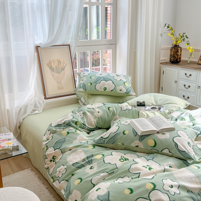 91家纺网 家纺一手货源 找家纺 时年 2023新款全棉优选系列 风格一 绿光森林