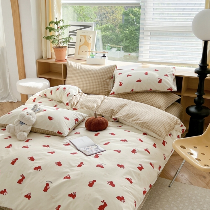 91家纺网 家纺一手货源 找家纺 时年 2023新款全棉优选系列 风格一 小红兔