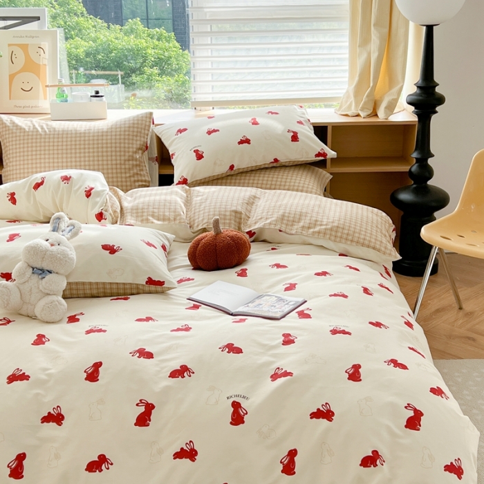 91家纺网 家纺一手货源 找家纺 时年 2023新款全棉优选系列 风格一 小红兔