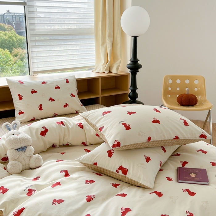 91家纺网 家纺一手货源 找家纺 时年 2023新款全棉优选系列 风格一 小红兔