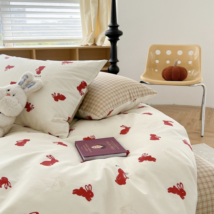 91家纺网 家纺一手货源 找家纺 时年 2023新款全棉优选系列 风格一 小红兔