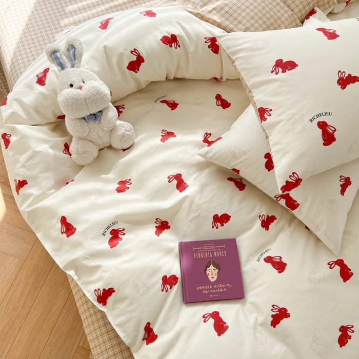 91家纺网 家纺一手货源 找家纺 时年 2023新款全棉优选系列 风格一 小红兔