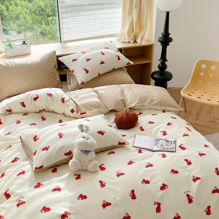 91家纺网 家纺一手货源 找家纺 时年 2023新款全棉优选系列 风格一 小红兔