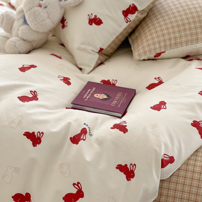 91家纺网 家纺一手货源 找家纺 时年 2023新款全棉优选系列 风格一 小红兔