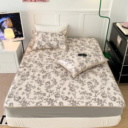 昔可 2023新款高端数码冰藤席床笠款凉席 法式茶歇 黑