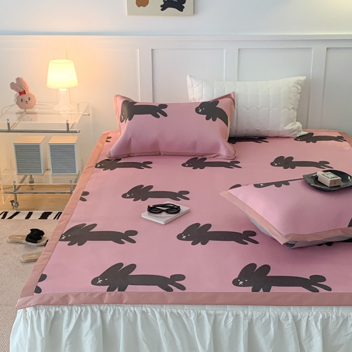 91家纺网 家纺一手货源 找家纺 昔可 2023新款高端数码冰藤席床席款凉席 blackpink 兔