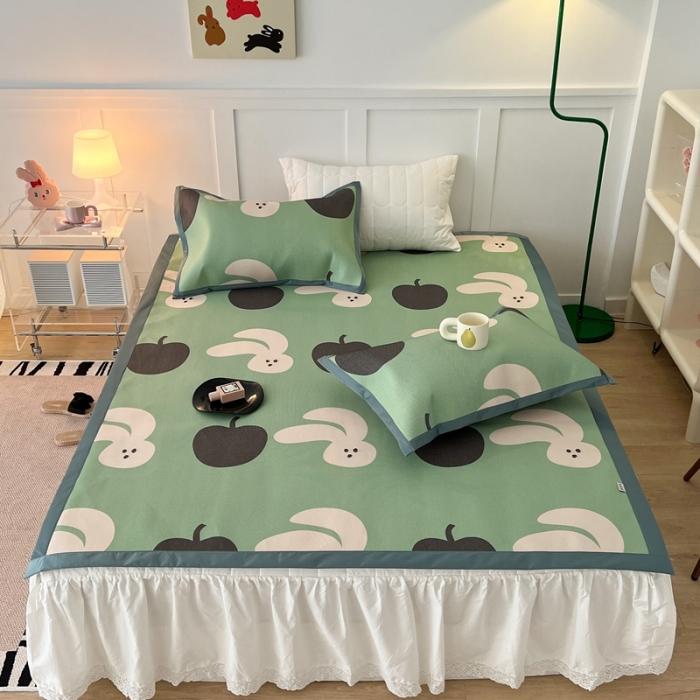 91家纺网 家纺一手货源 找家纺 昔可 2023新款高端数码冰藤席床席款凉席 苹果兔