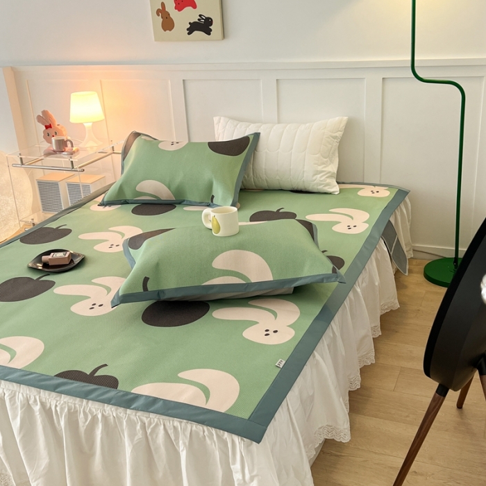 91家纺网 家纺一手货源 找家纺 昔可 2023新款高端数码冰藤席床席款凉席 苹果兔