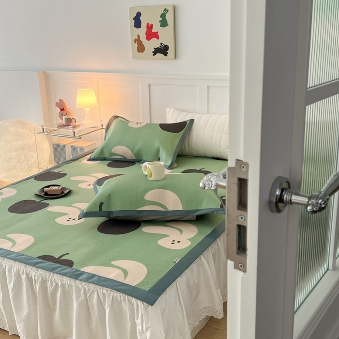 91家纺网 家纺一手货源 找家纺 昔可 2023新款高端数码冰藤席床席款凉席 苹果兔