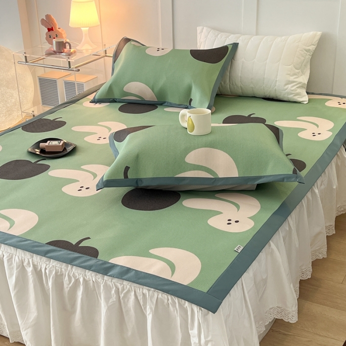 91家纺网 家纺一手货源 找家纺 昔可 2023新款高端数码冰藤席床席款凉席 苹果兔