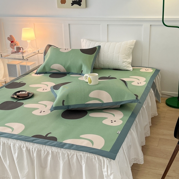 91家纺网 家纺一手货源 找家纺 昔可 2023新款高端数码冰藤席床席款凉席 苹果兔