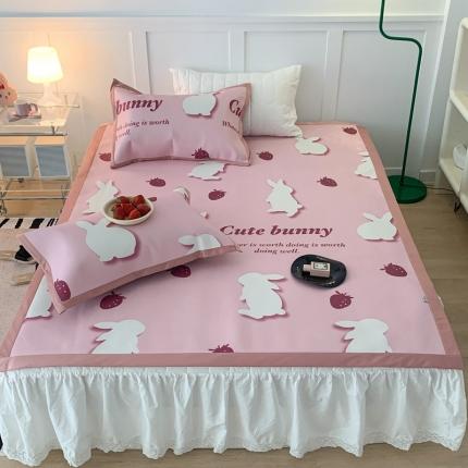 昔可 2023新款高端数码冰藤席床席款凉席 草莓小兔