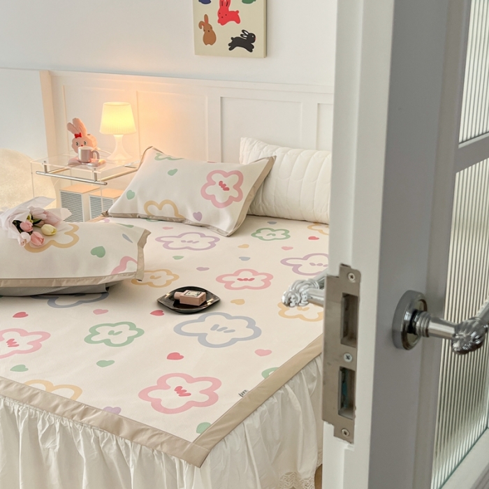 91家纺网 家纺一手货源 找家纺 昔可 2023新款高端数码冰藤席床席款凉席 七彩夏花