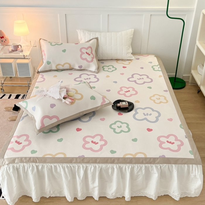 91家纺网 家纺一手货源 找家纺 昔可 2023新款高端数码冰藤席床席款凉席 七彩夏花