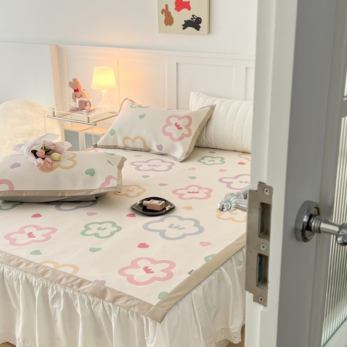 91家纺网 家纺一手货源 找家纺 昔可 2023新款高端数码冰藤席床席款凉席 七彩夏花