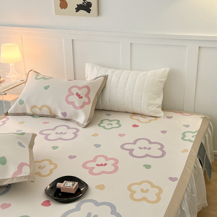 91家纺网 家纺一手货源 找家纺 昔可 2023新款高端数码冰藤席床席款凉席 七彩夏花